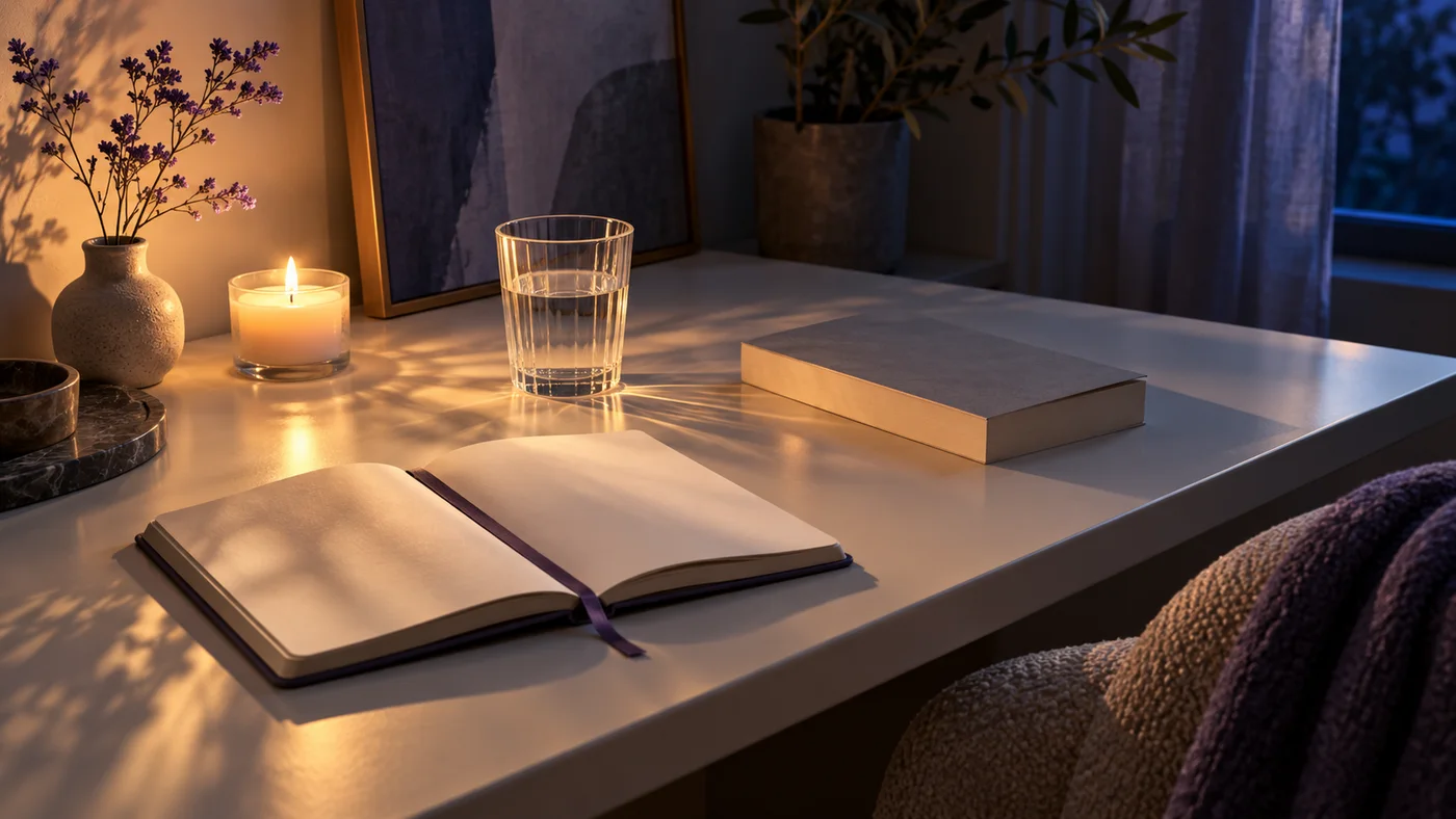 Des livres et un carnet ouverts servent de supports à une pratique personnelle.