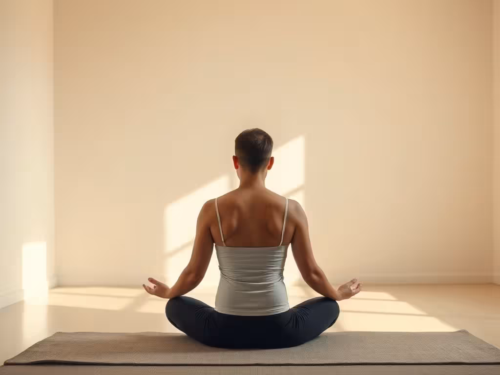 Méditation en posture de calme et de centrage illustrant la pratique de la loi d'attraction