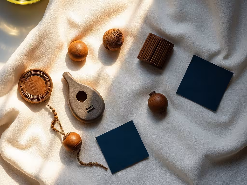 Objets, sons et couleurs associés aux sept chakras selon différentes traditions.