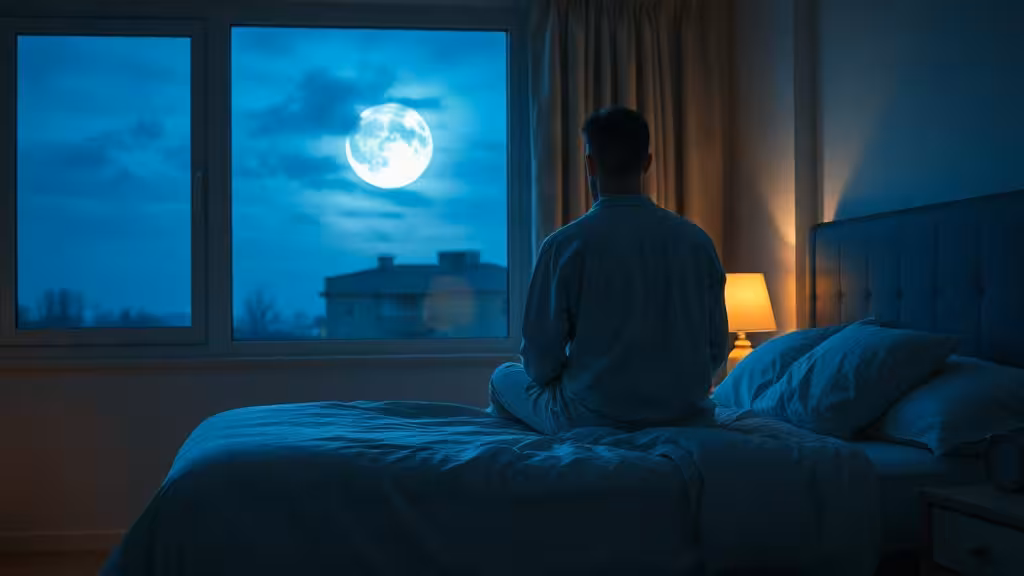 Réveils nocturnes répétés et signification spirituelle dans une chambre calme éclairée par la lune