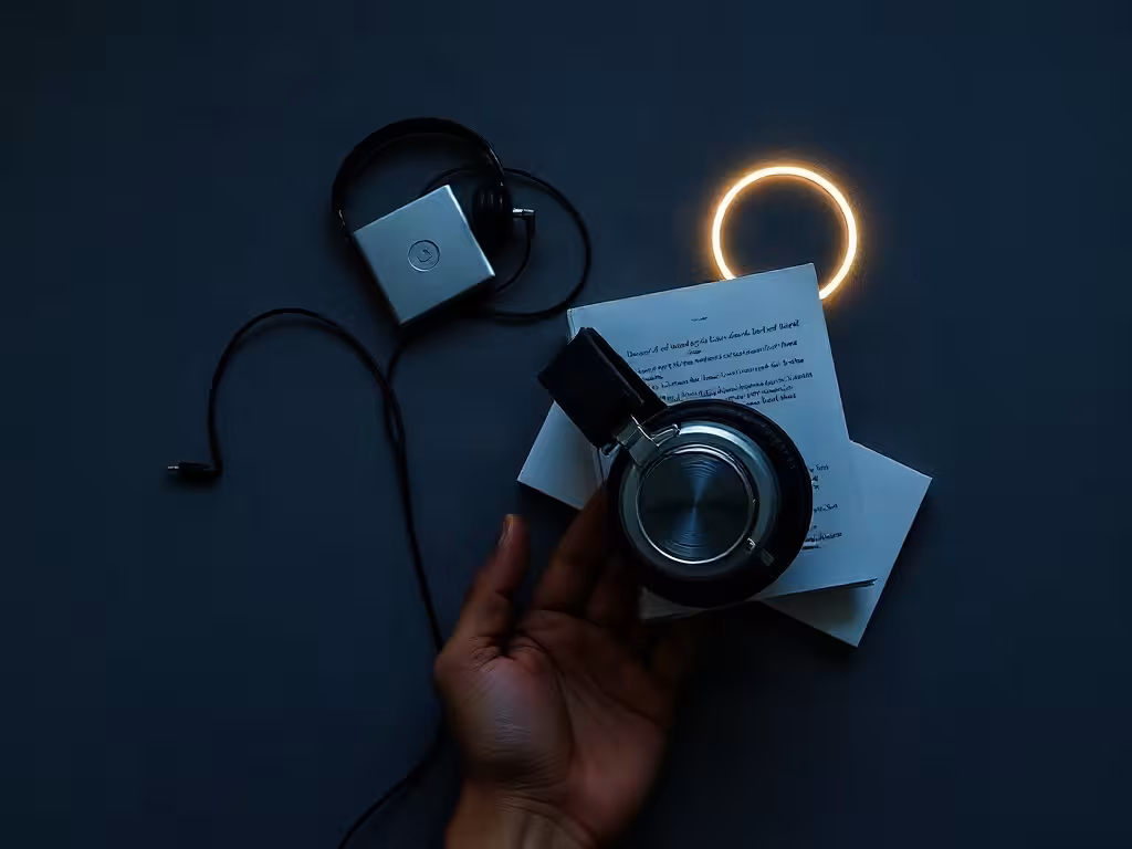 Casque stéréo et ondes discrètes illustrant le choix de battements binauraux pour dormir.