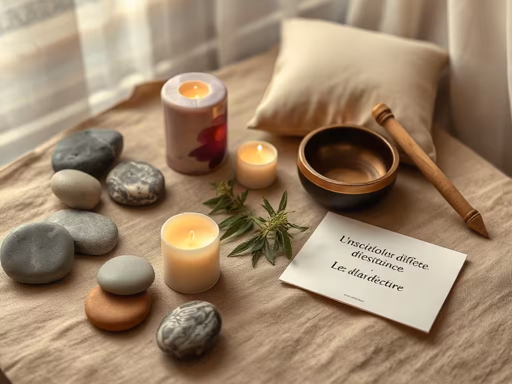 Objets utilisés dans différentes pratiques de soins énergétiques et de méditation